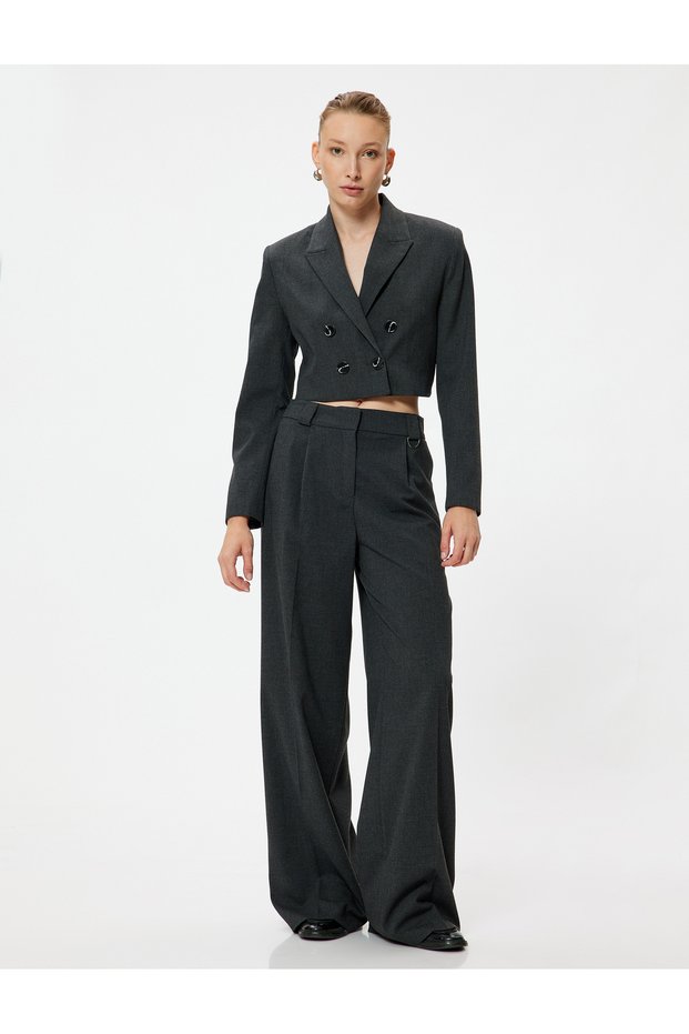 High Waist Palazzo Trousers with Pockets