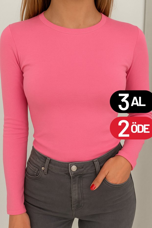 Women's Buzzy Finger-Looped Crew Neck Basic Body 3125