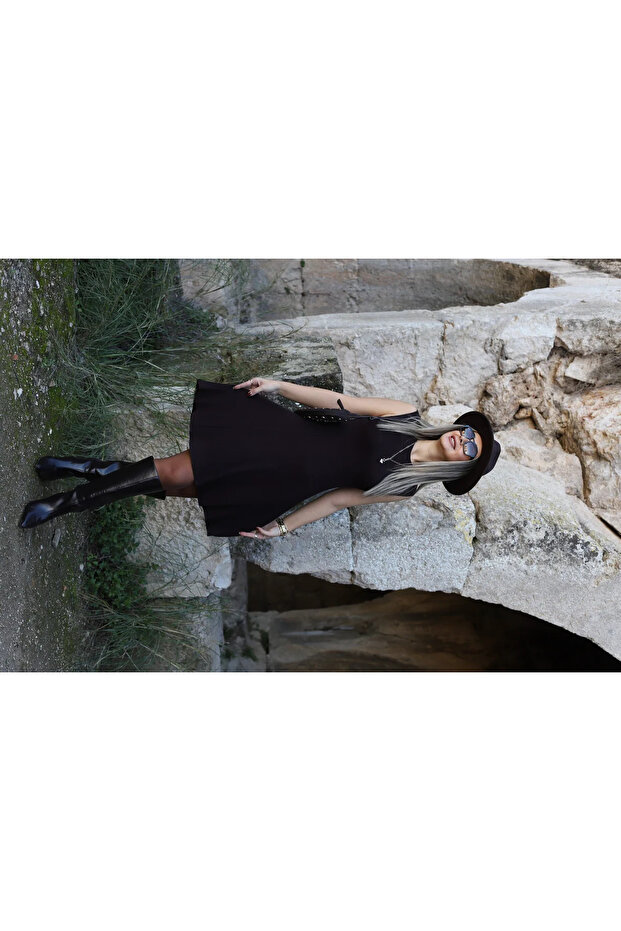 Bitter Brown Zero Sleeve Basic Dress - 1