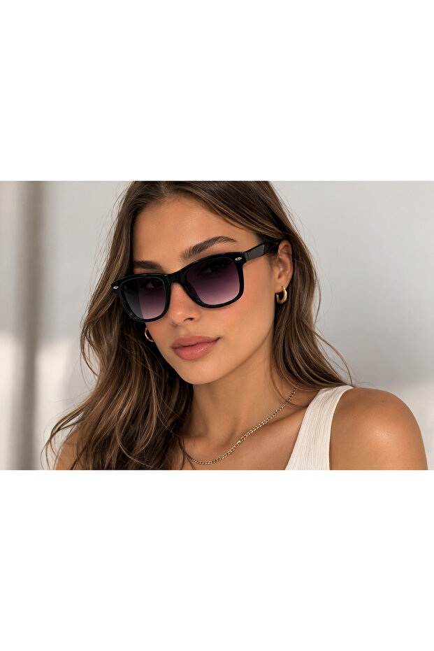 Women's Black Square Sunglasses Gradient Glass Stylish Design Uv400 Protected