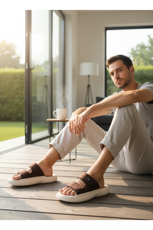 Men's Very Lightweight Comfortable Strappy E EVA Sole Daily Slippers