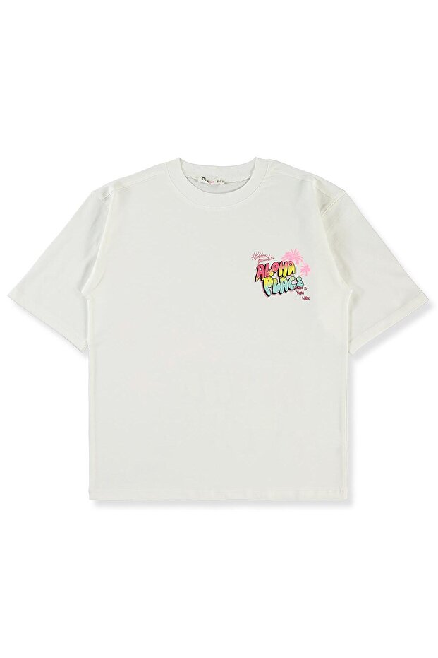 Girl's Oversize T-Shirt 10-13 Years - Ecru
