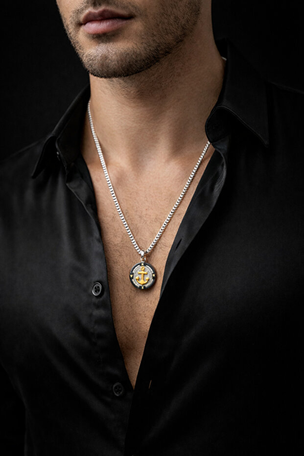 Men's Anchor Steel Necklace