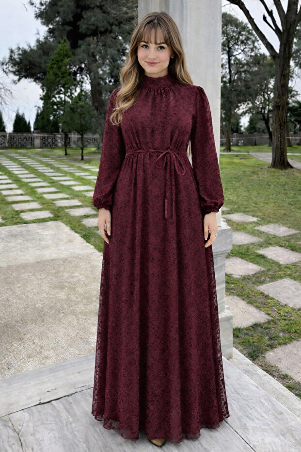 Lace I Dress K2727 Burgundy