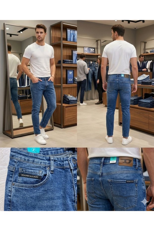 Season's Trend: Snow Wash Slim Fit Denim Men's Jeans