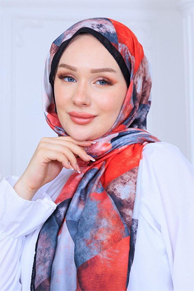 Geometric Harmony Patterned Digital Soft Shawl - 5