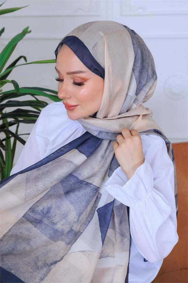 Taş Patterned Digital Soft Shawl - 1