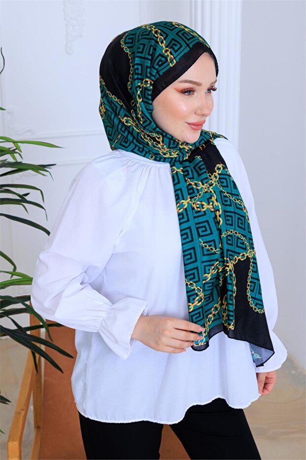 Gold Chain Patterned Digital Soft Shawl - 4