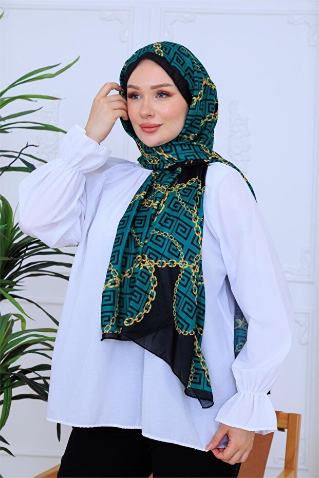 Gold Chain Patterned Digital Soft Shawl - 3