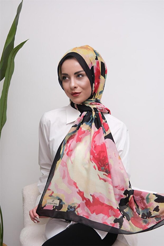 Watercolor Floral Patterned Digital Soft Shawl
