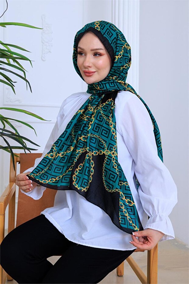 Gold Chain Patterned Digital Soft Shawl - 8