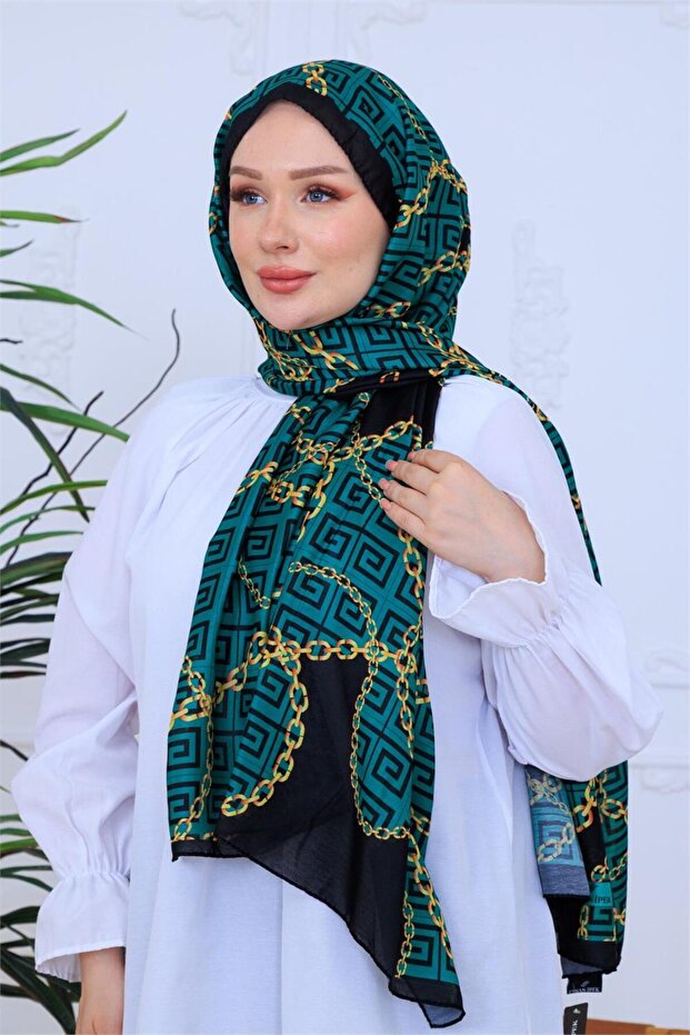Gold Chain Patterned Digital Soft Shawl - 2