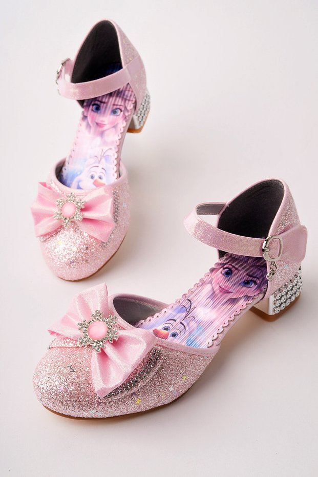 Di̇anci̇e Si Glittery I Bow Detail Layered Girls' Heeled Evening Dress Shoes