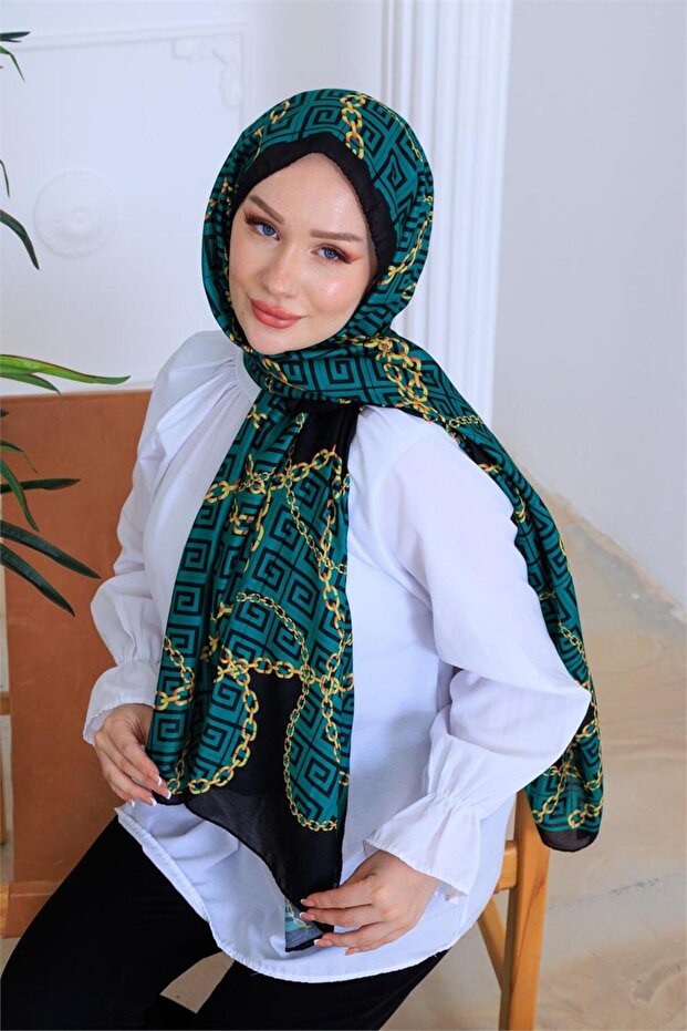 Gold Chain Patterned Digital Soft Shawl - 7