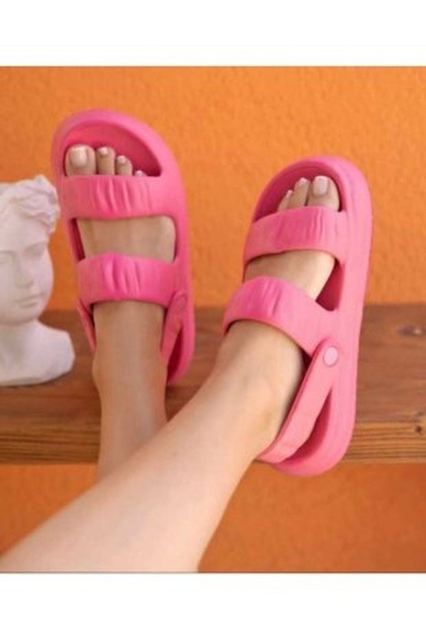 Double Stripes Non-Slip Thick Sole Soft Light Comfortable Sea Pool Beach Daily Women's Sandals Slippers