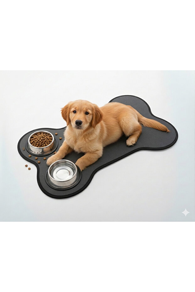 Dog Food Mat in the Shape of a Bone, 70X50, Rug Flex