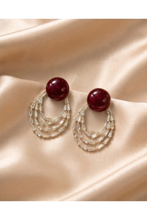 Burgundy Zircon Stone Earrings