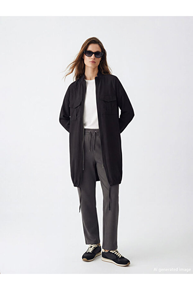 Stand Collar Women's Tunic