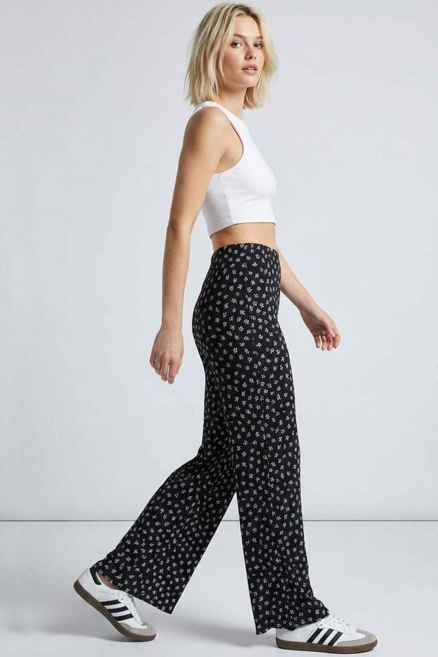 Comfortable Fit High Waist Wide-Leg Viscose Mix Women's Trousers