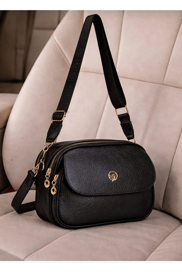 Women's Crossbody Bag with Flap and Zipper, Multi-Compartment Shoulder Bag