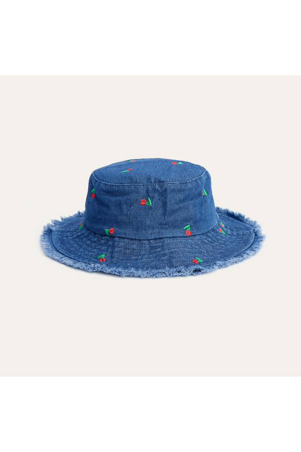 Women's Indigo Embroidered Bucket Hat