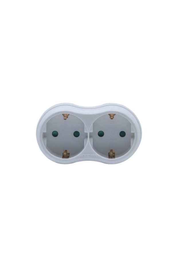 Double adapter socket 16A, white
