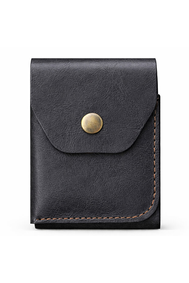 Bakani Leather El Yapımı Hakiki Deri Erkek Cüzdan – Çıtçıtlı Minimal Tasarım Kartlık Para Bölmeli