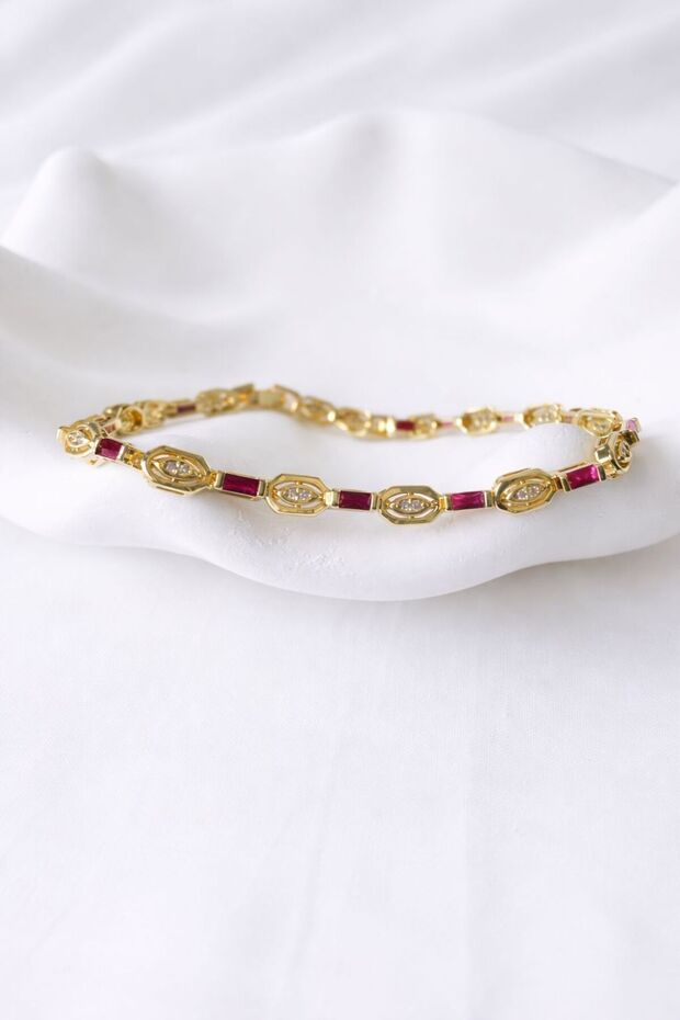 Women's Steel Bracelet with Colorful Zircon Stones