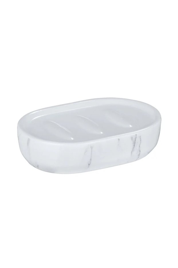 Adrada soap dish, ceramic, gray/white, matte
