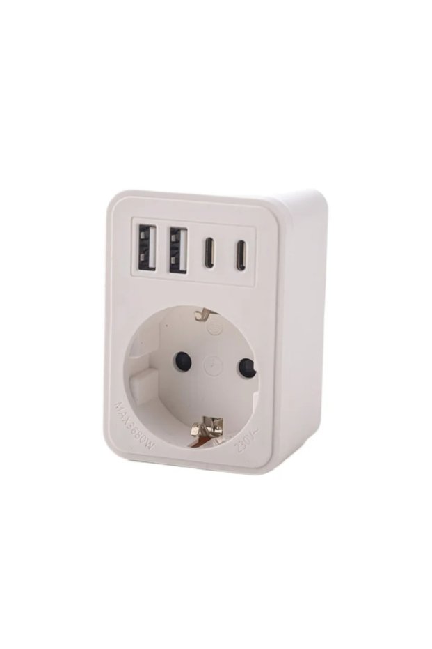 Simple adapter socket with 4 USB white