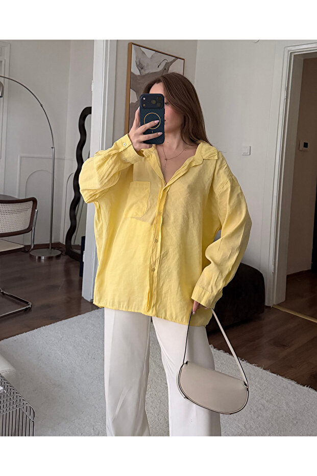Bambu Oversize Sarı Gomlek - 3