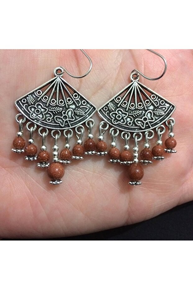 Authentic Handmade Earrings with Natural Star Stone