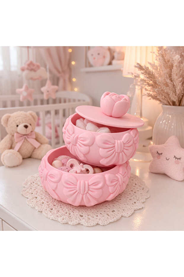 Decorative Jewelry and Candy Box with Bow – Baby Room Desktop Decor