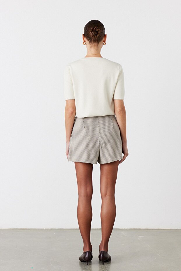 Basic Kısa Kol Triko Kazak Beyaz - 5