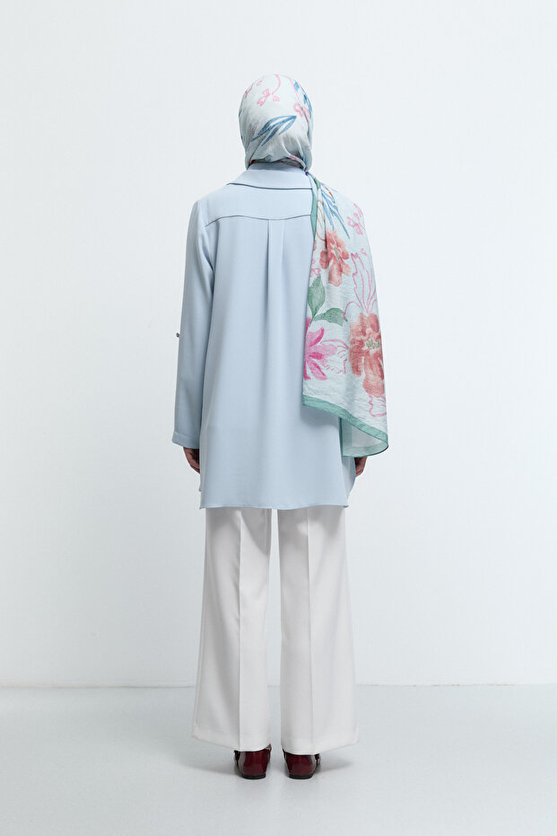 Belden Yarım Lastikli Basic Pantolon - Ekru - 6