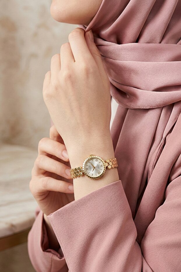 White Dial Gold Women's Wristwatch