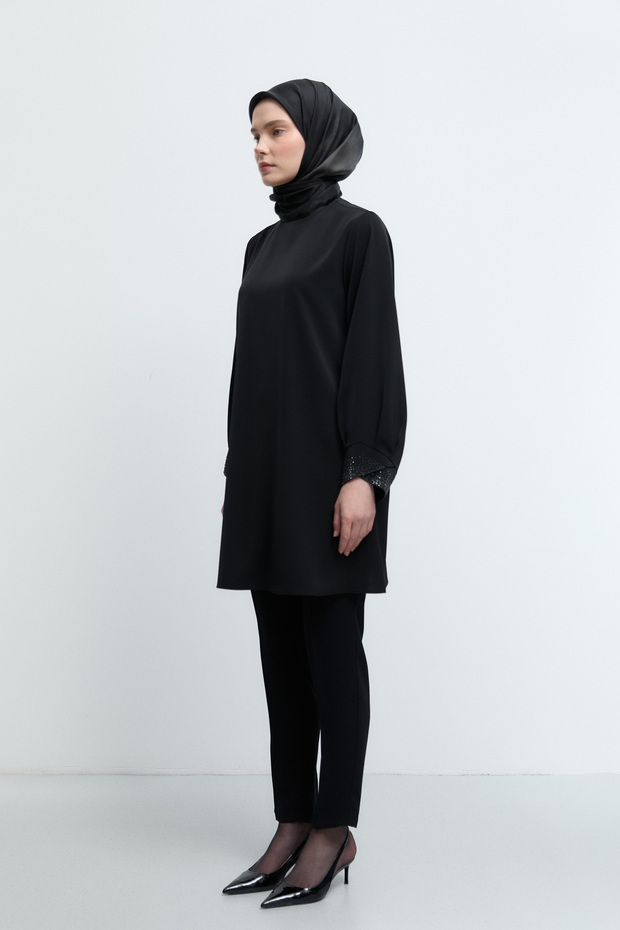 Beli Lastikli Basic Pantolon - Siyah - 3