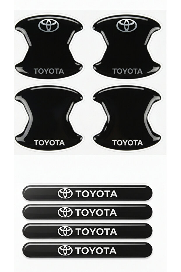 Premium Door Handle Scratch Protector (Set of 8) – Black & Transparent / Vehicle Brand Labelled