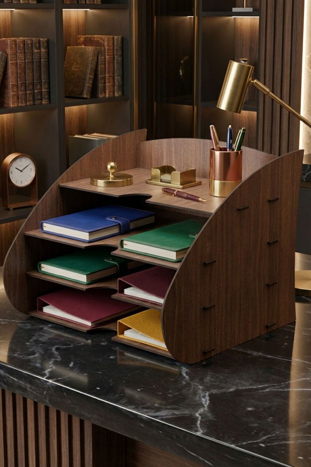 Desk Organizer Organizer Document Rack Desktop Organizer Walnut Color Model 3