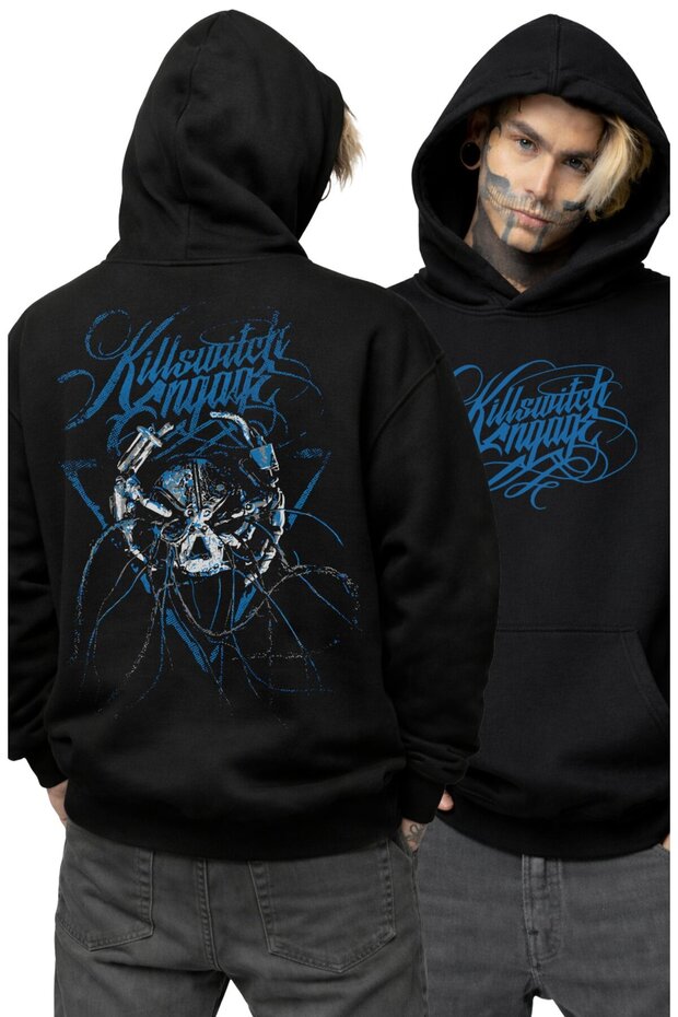 Unisex Killswitch Engage Sign Sırt Printed Hooded Sweatshirt, Oversized Rock Band Themed Hoodie
