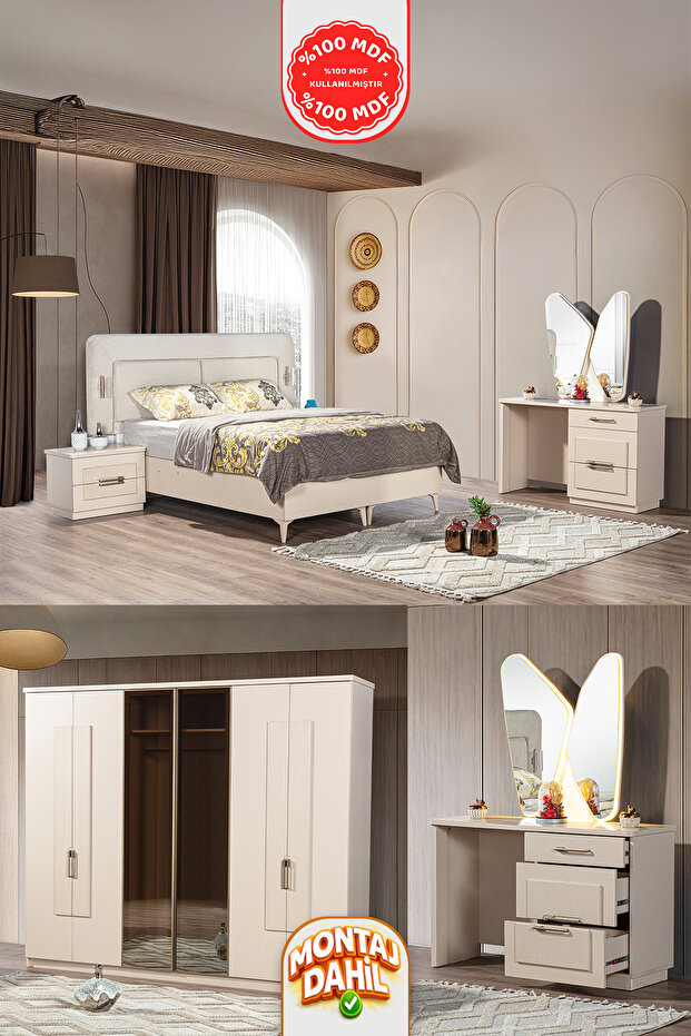 İMBAŞ Okyanus Yatak Odası Takımı %100 MDF - Bazalı
