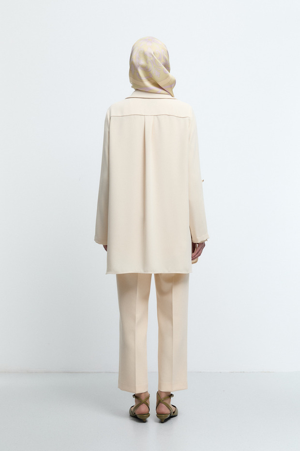 Düğmeli Ceket - Ekru - 5