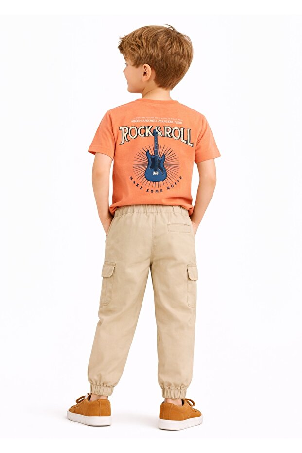 Boys 2 Pc Set “Golden Hour” Terracotta Tee & Sand joggers Set