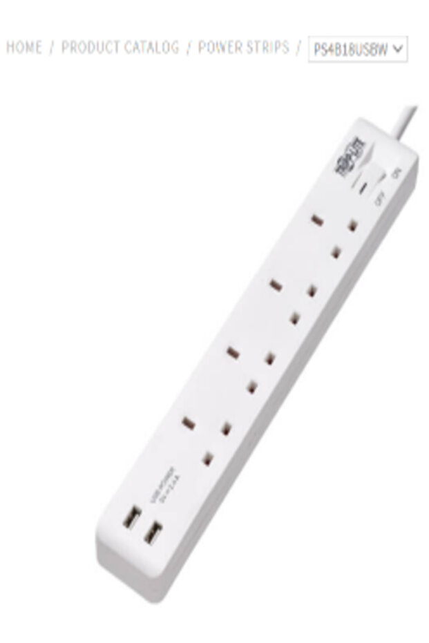 شريط طاقة بأربعة منافذ مع شحن USB-A