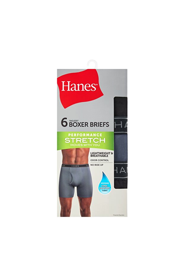 Boxer Briefs, Lightweight Performance Stretch Boxer Brief Underwear, Moisture-Wicking, 6-Pack
