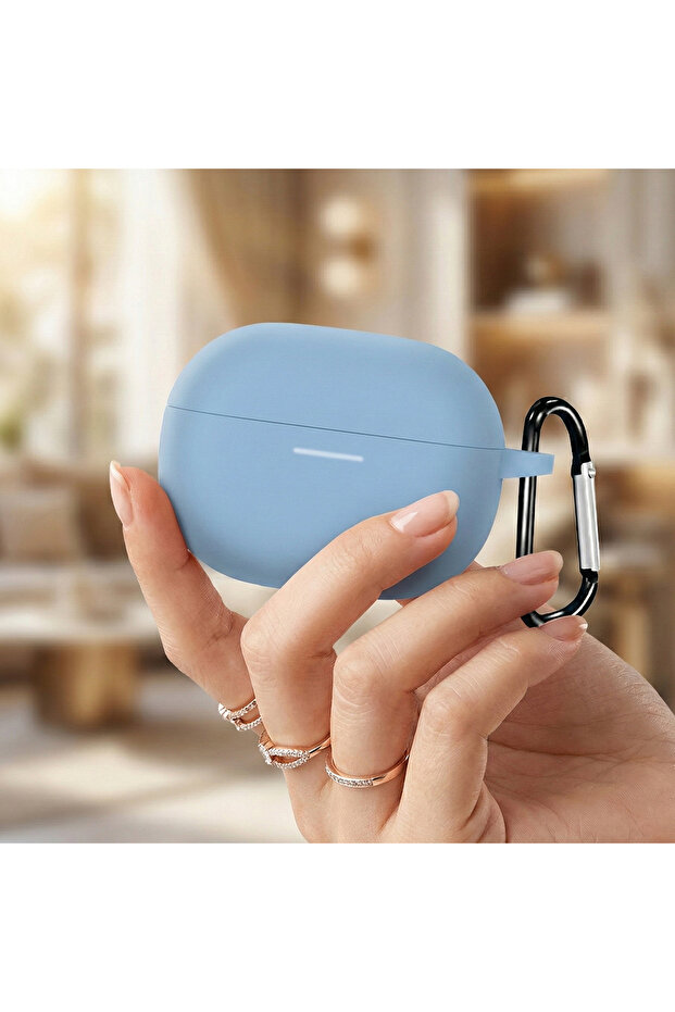 Xiaomi Redmi Buds 8 Case with Strap Attachment Matte Silicone Blue