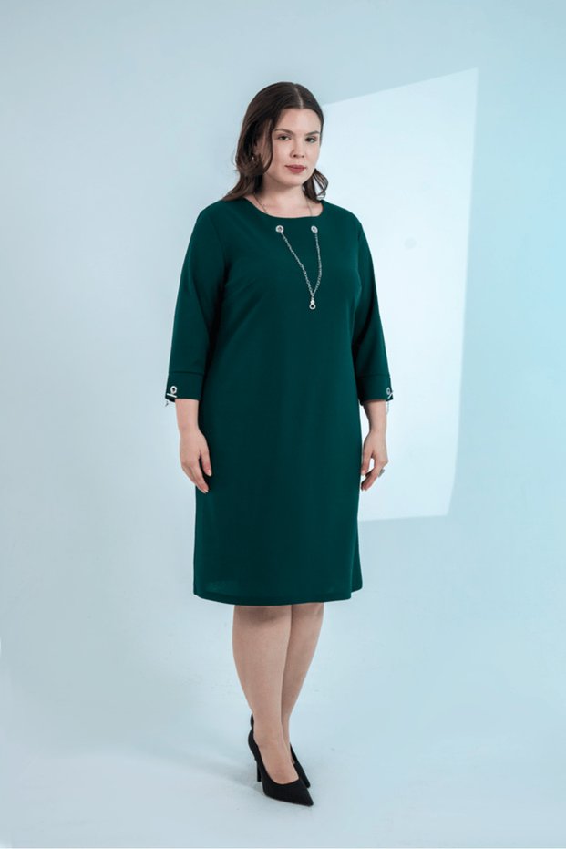 Big Size Women's Chain Detail Dress Green