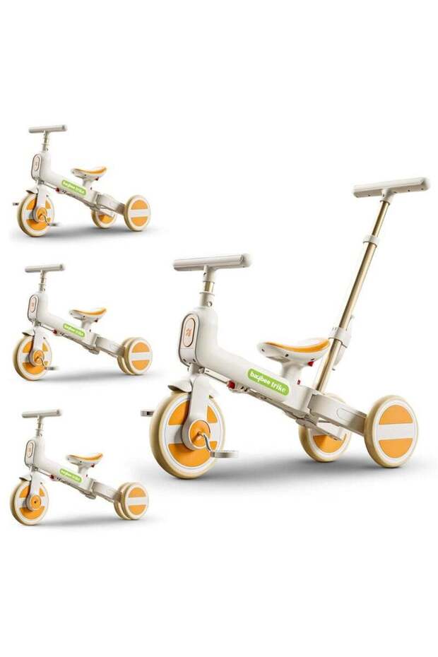4-in-1 Convertible Baby Tricycle with Parental Handle | Foldable Kids Cycle 1.5–5 Years (Orange)