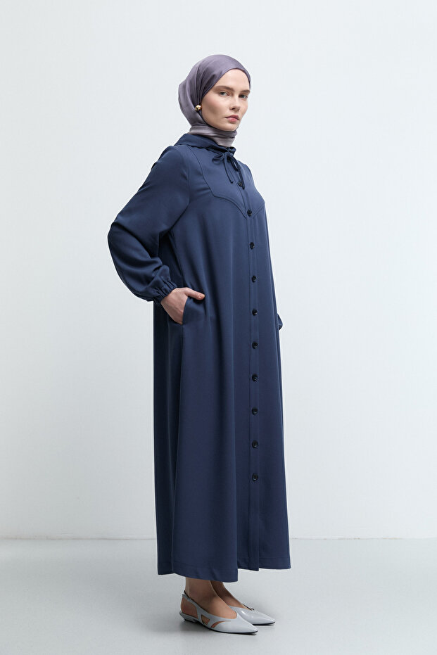 Kapüşonlu Ferace - Lacivert - 1