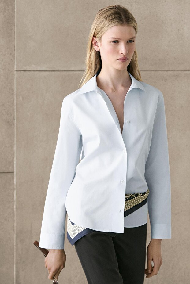 Pamuklu poplin gömlek - 3